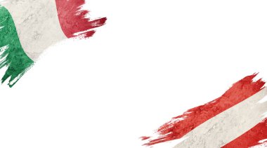 Beyaz Arkaplanda İtalya ve Avusturya Bayrakları